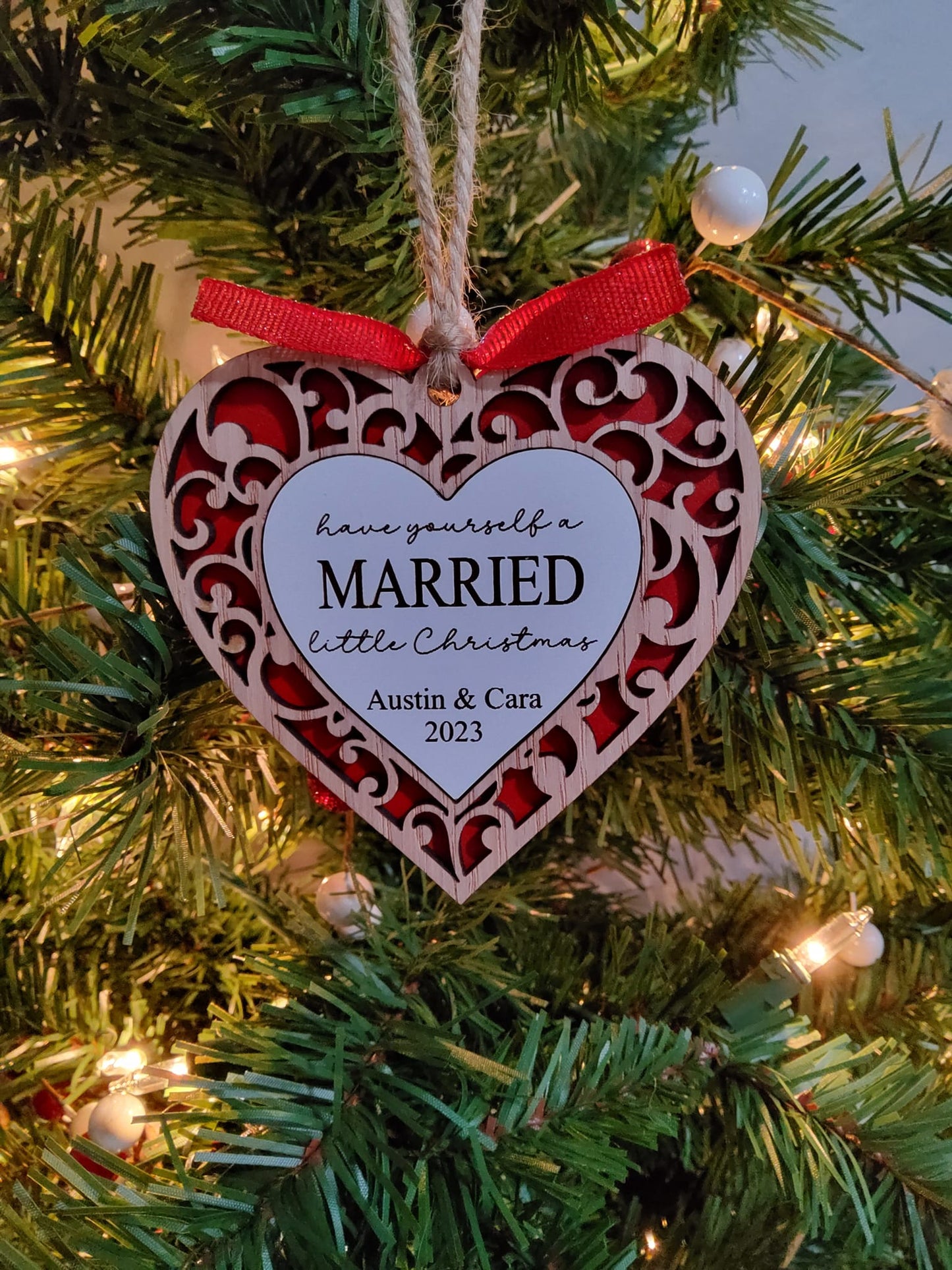 Personalized Married Christmas Ornaments Enter Names in Box Below