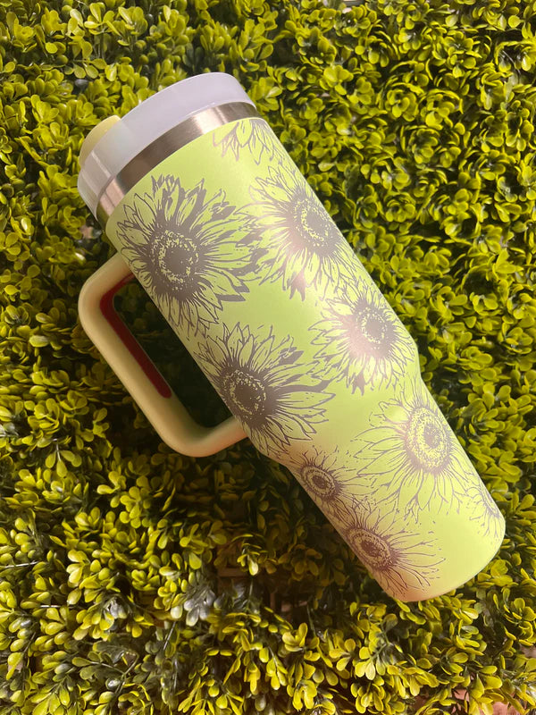 Engraved Sunflower 40 oz Tumbler