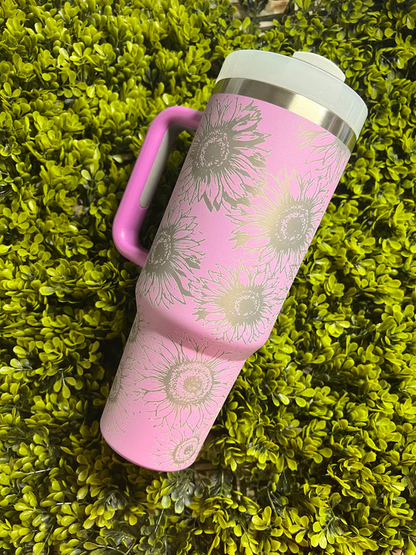 Engraved Sunflower 40 oz Tumbler