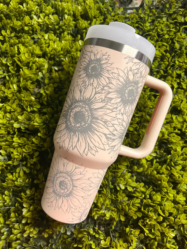 Engraved Sunflower 40 oz Tumbler