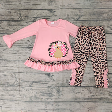 Thanksgiving Turkey Pink Cheetah Boutique Pants Set