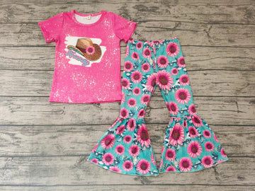 Western Howdy Pink Sunflower Boutique Pants/Shorts Set