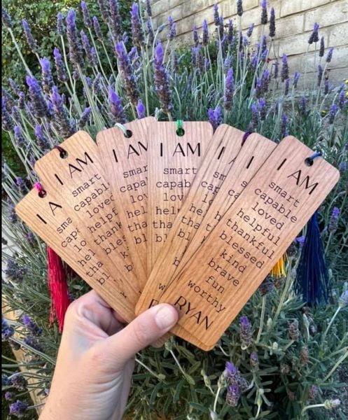 Customized Tassel Affirmation Bookmarks. Enter personalized info below in box