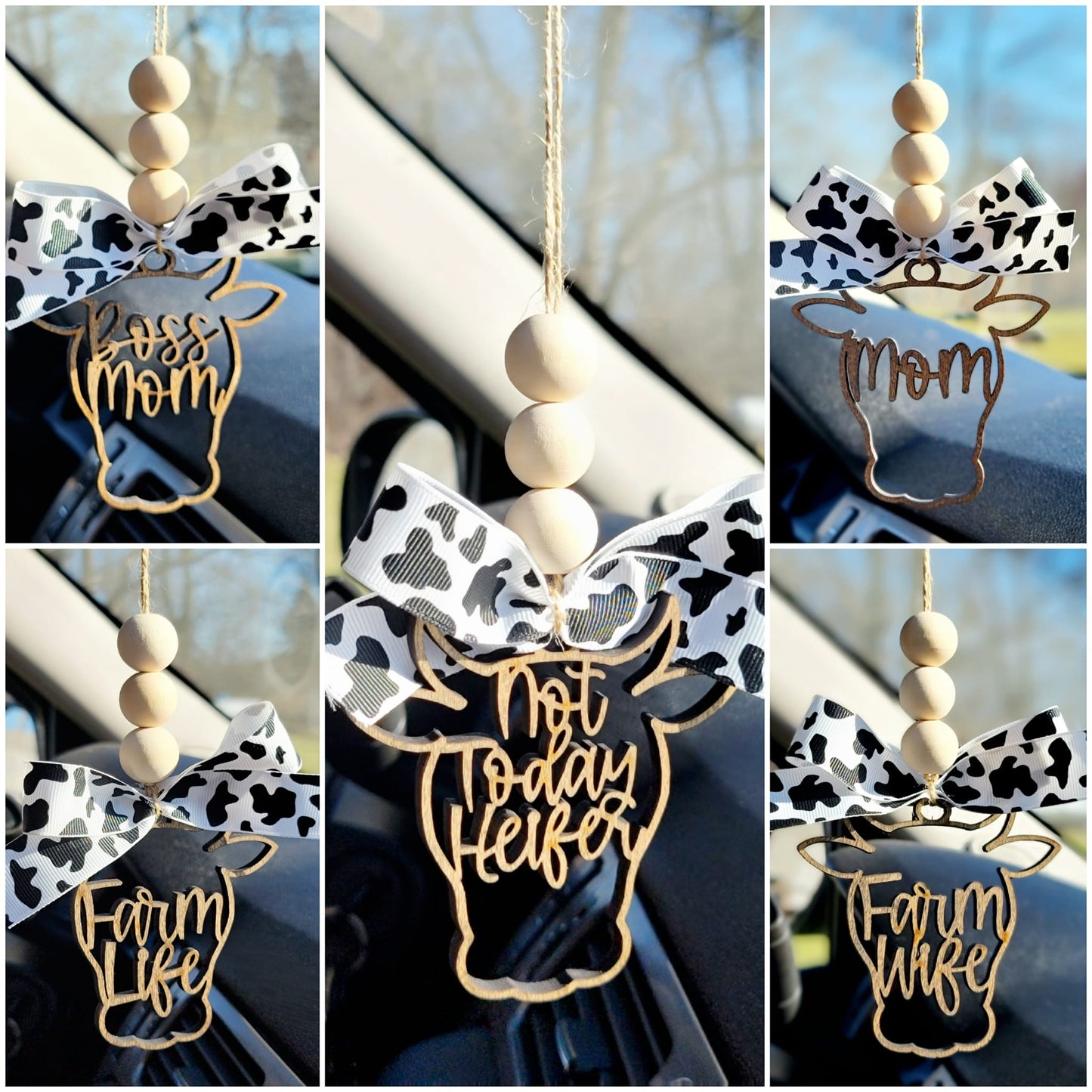 Cow Shaped Car Charms for your Rear View Mirror