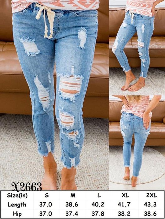 Light Distressed Denim Jogger