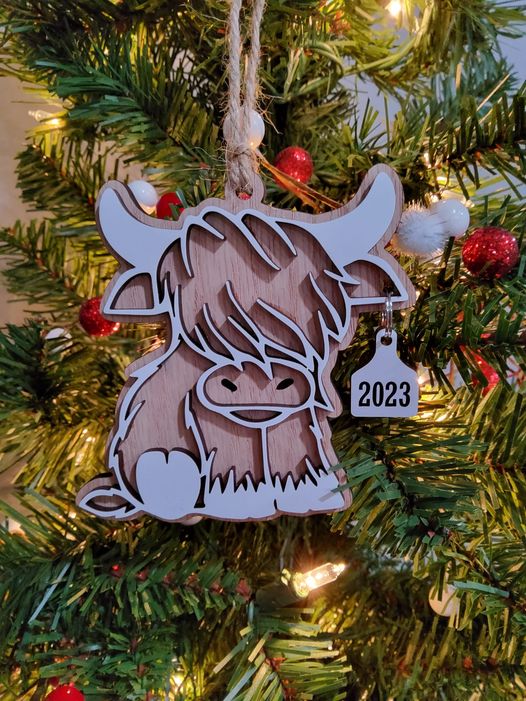 Personalized Highland Cow Christmas Ornaments (Enter Name in box below)