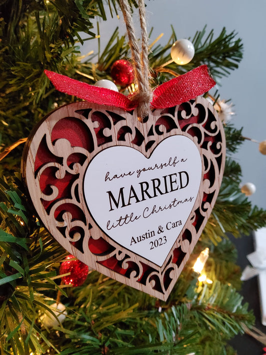 Personalized Married Christmas Ornaments Enter Names in Box Below