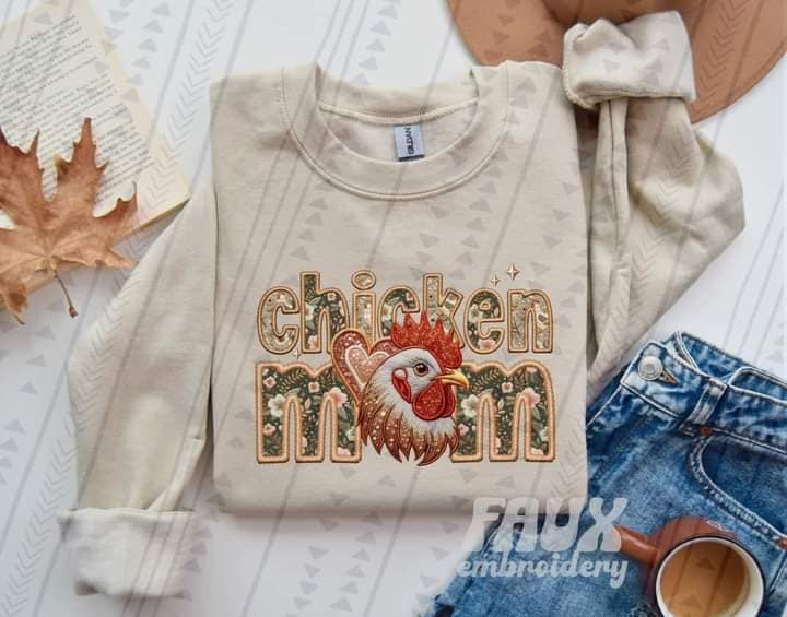 Custom Fur Mom faux embroidered T-SHIRT