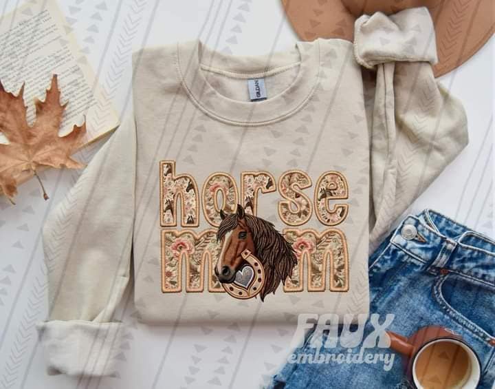 Custom Fur Mom faux embroidered T-SHIRT