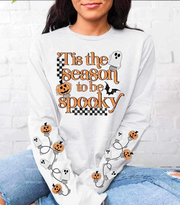 Tis' the Season to be Spooky SWEATSHIRT WITH SLEEVE DESIGN