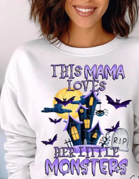 This Mama Loves Her Little Monsters SWEATSHIRT WITH SLEEVE DESIGN