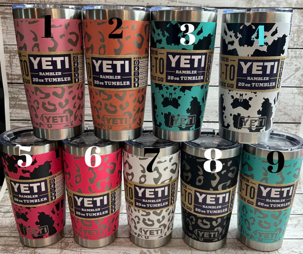 Leopard or Cow Print Yeti Rambler 20 oz Tumbler