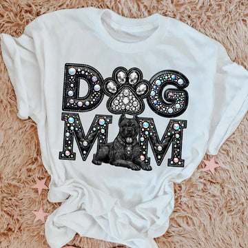 Rhinestone Faux Dog Mom Cane Corso T shirt