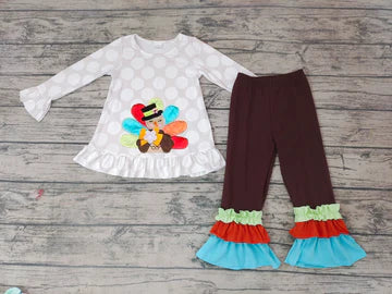 Thanksgiving Turkey Multicolor Boutique Pants Set