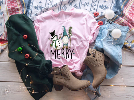 Merry Snowman Gnome T-shirt