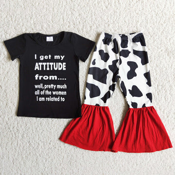 Western Attitude Cow Print Boutique Pants/Shorts Set