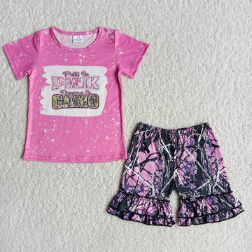 Western Pretty in Pink Camo Boutique Pants/Shorts Set