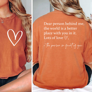 Dear Person Behind Me T-SHIRT Front and Back design