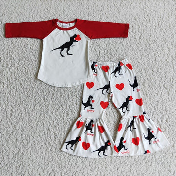 Valentine's Day Dinosaur Hearts Boutique Pants Set