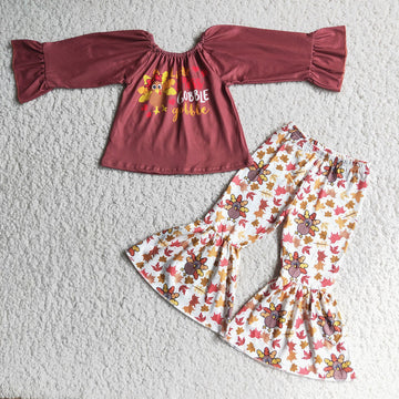 Thanksgiving Gobble Gobble Turkey Boutique Pants Set