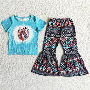 Turquoise Horse Horseshoe Boutique Pants Set