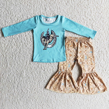 Western Turquoise Horseshoe Boutique Pants/Shorts Set