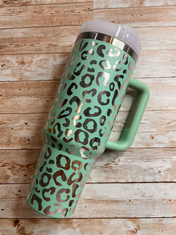 Engraved Leopard Print 40 oz Tumbler