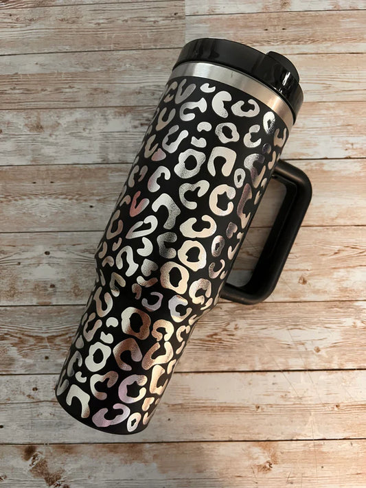 Engraved Leopard Print 40 oz Tumbler