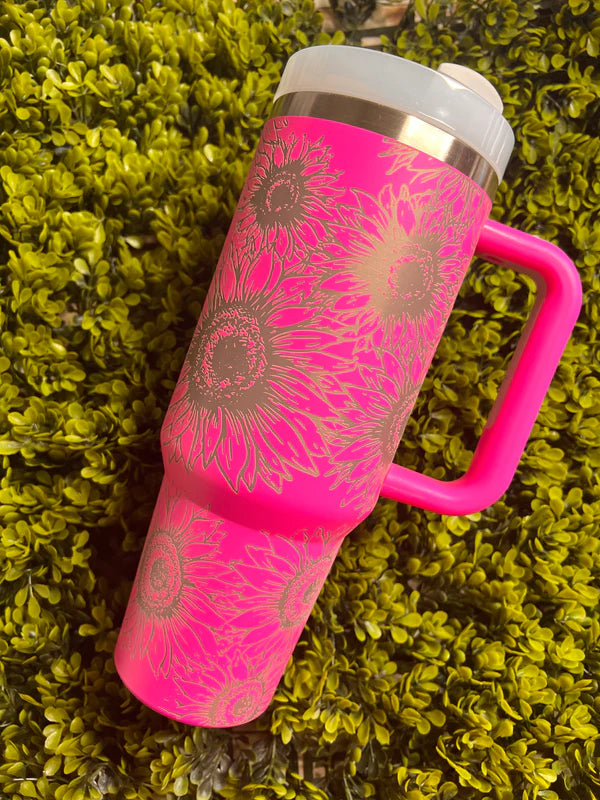 Engraved Sunflower 40 oz Tumbler
