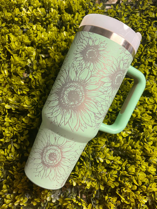 Engraved Sunflower 40 oz Tumbler