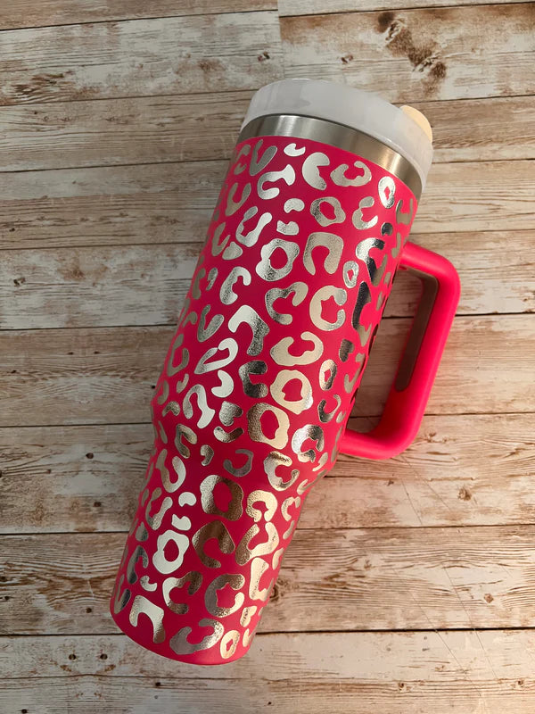 Engraved Leopard Print 40 oz Tumbler