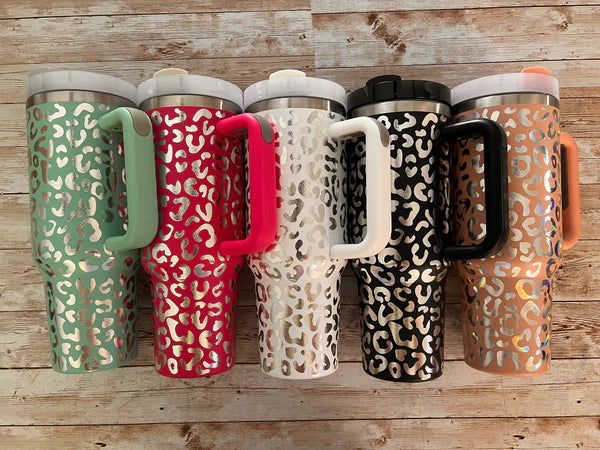 Engraved Leopard Print 40 oz Tumbler