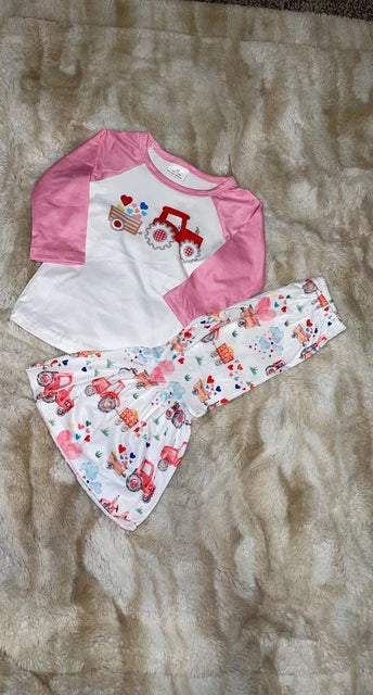 Valentine's Day Tractor  Boutique Pants Set