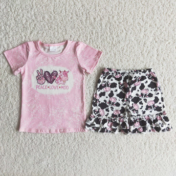 Western Peace Love Moo Boutique Pants Set