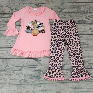 Thanksgiving Turkey Patchwork Cheetah Boutique Pants Set