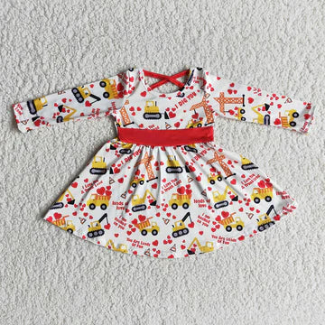 Valentine's Day Dozer Backhoe Boutique Dress
