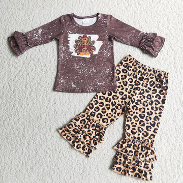 Thanksgiving Turkey Cheetah Boutique Pants Set